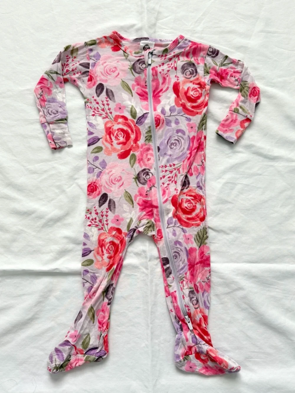 Gerber Baby Floral Footed Zipper Pajamas | Viscose Made With Eucalyptus | 3-6m